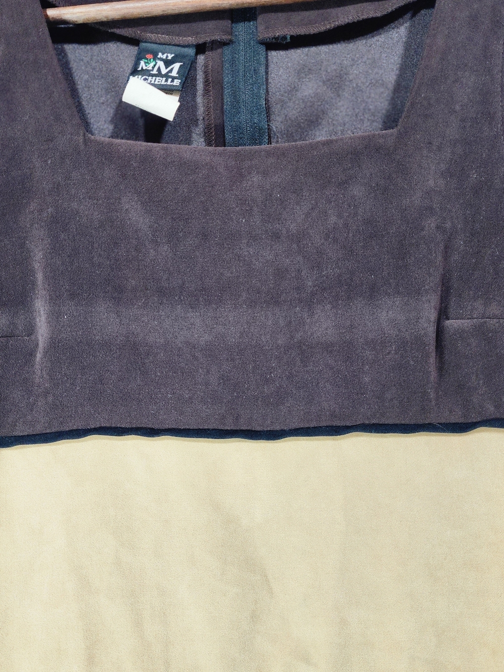 Vintage My Michelle Colorblock Shift Dress 80s Made In USA Brown Beige 9/10 Sm - Picture 7 of 7